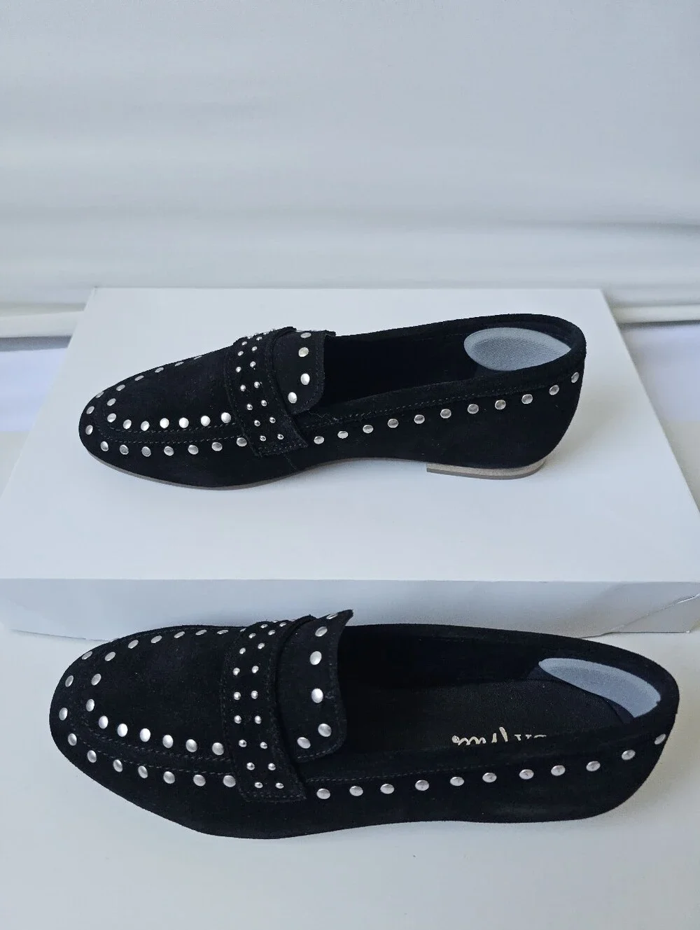 DIBA True Canyon Studded Black Leather Loafers Flats Size 7.5 M